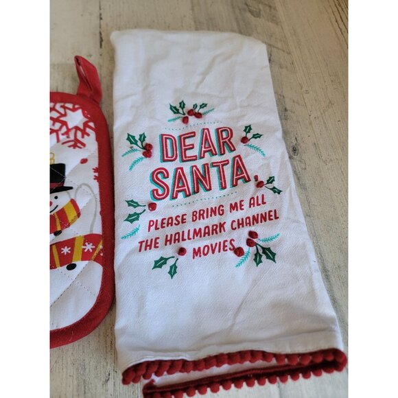 Hallmark dear Santa dish cloth oven mitt set home decor xmas - Picture 3 of 7